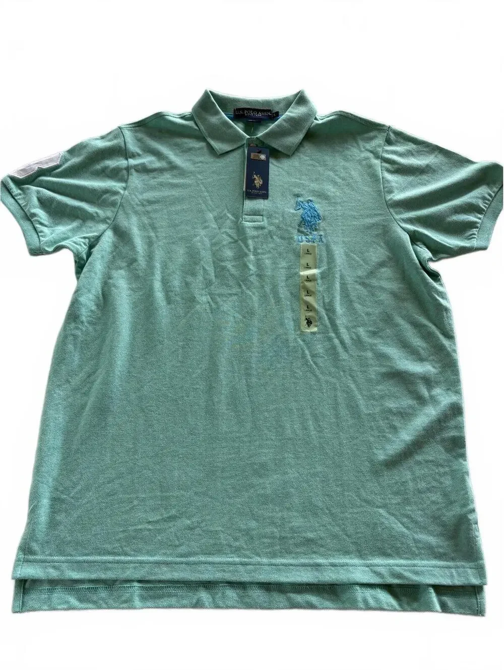 LOT OF 2 NWT U.S. Polo Assn Men’s Big Logo Polo Shirts Size Large L Blue Mint